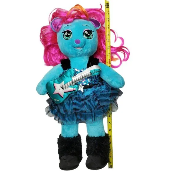 Build A Bear Honey Girl Viv Guitar Cat Kitten Blue Plush Rockstar Outfit HG 22" - Picture 9 of 12